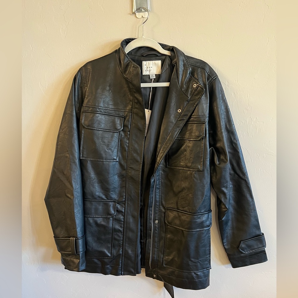 A Naw Day faux leather black jacket Size XL NWT